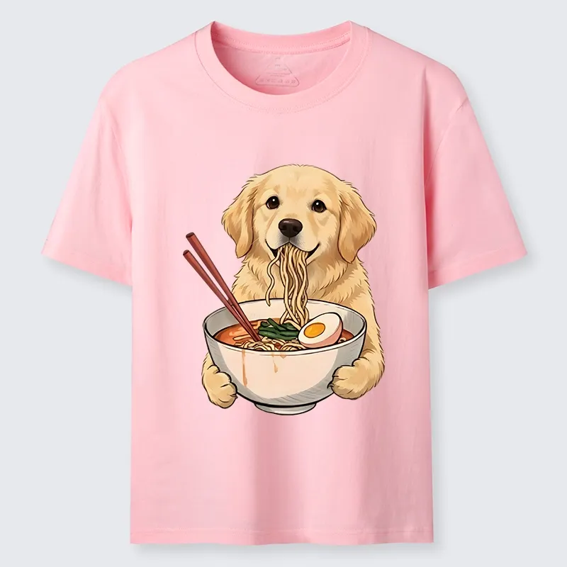 Tokyo-Tiger Golden Retriever Eating Ramen Noodles Classic T-Shirt