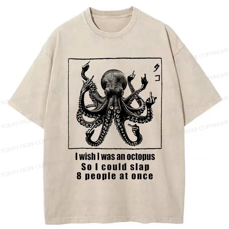 Tokyo-Tiger I Wish I Was An Octopus Washed T-Shirt