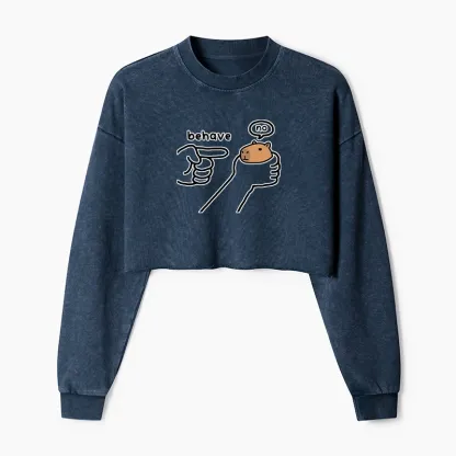 Tokyo-Tiger Dishonest Capybara Washed Crop Sweatshirt