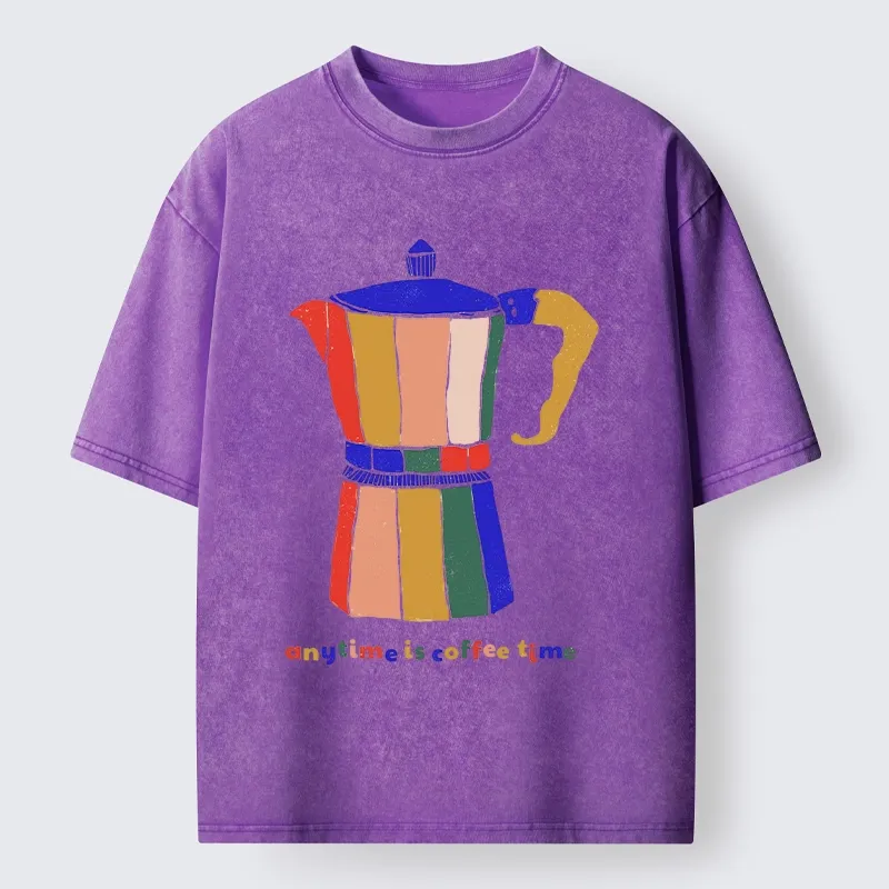 Tokyo-Tiger Colorful Moka Pot Brews Great Coffee Washed T-Shirt