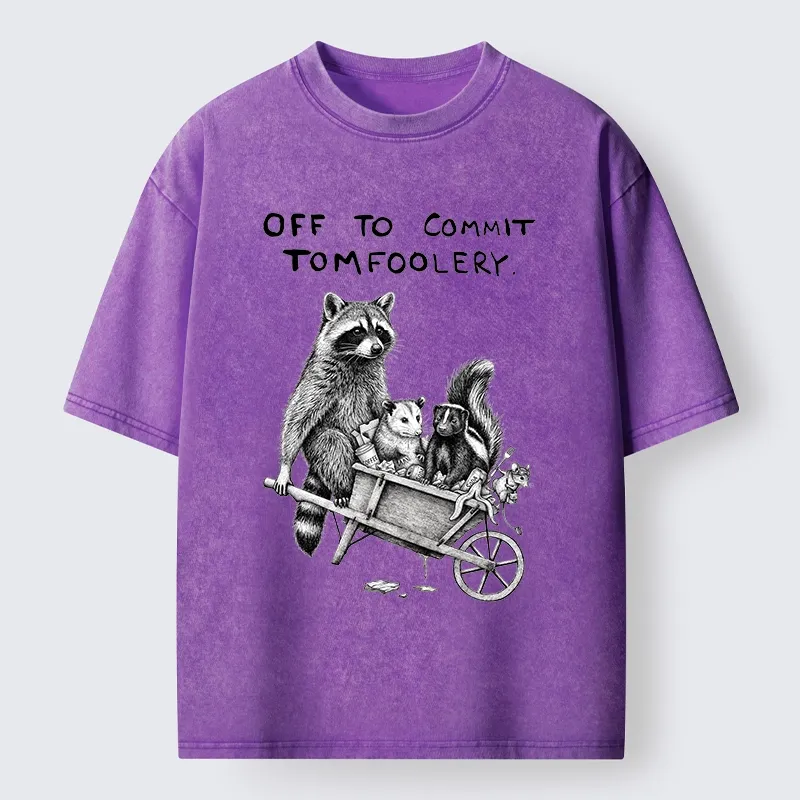 Tokyo-Tiger Raccoon Crew On A Mission Washed T-Shirt