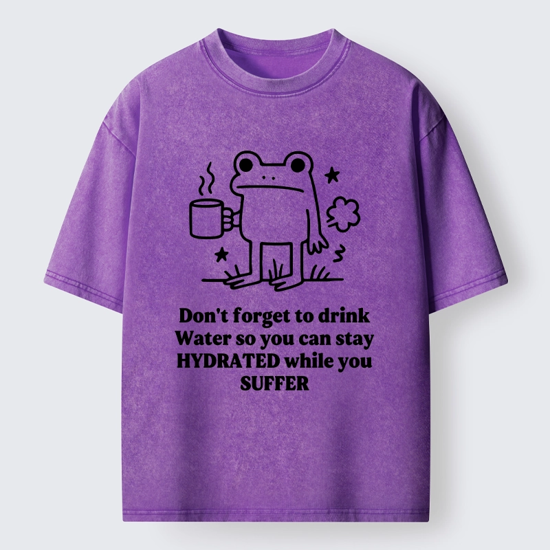 Tokyo-Tiger Frog Says Drink Water Washed T-Shirt