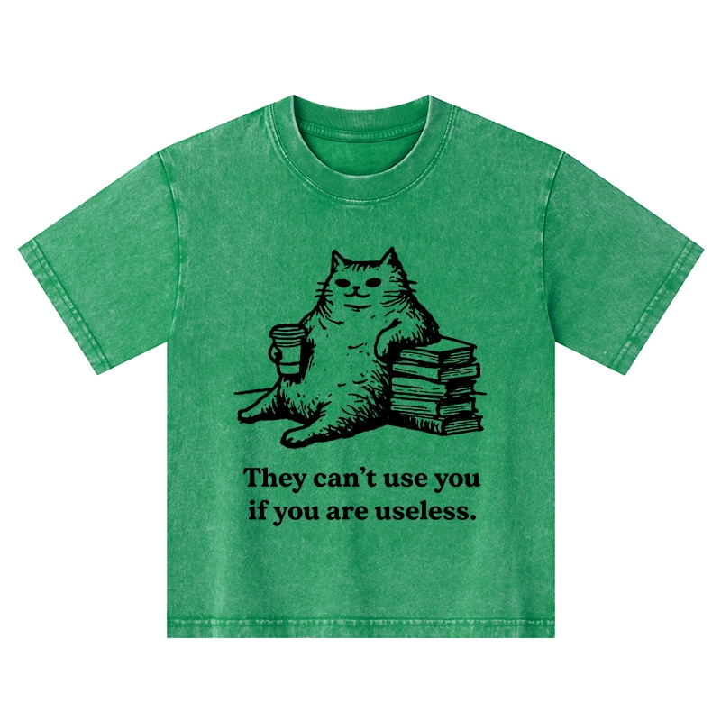 Tokyo-Tiger Cat Proving Uselessness Is A Superpower Kids Washed T-Shirt