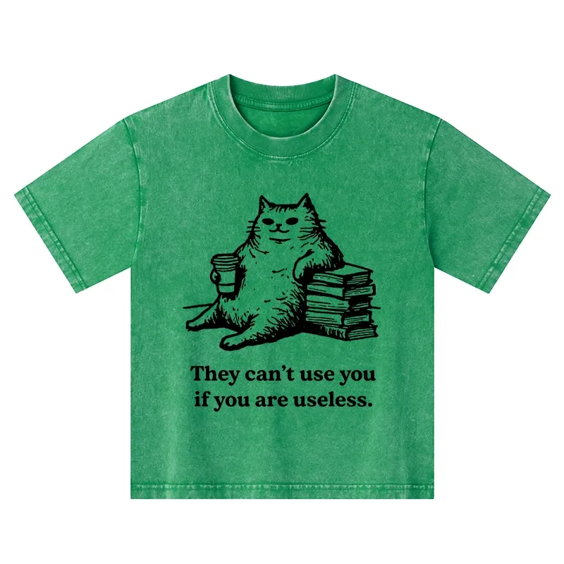 Tokyo-Tiger Cat Proving Uselessness Is A Superpower Kids Washed T-Shirt