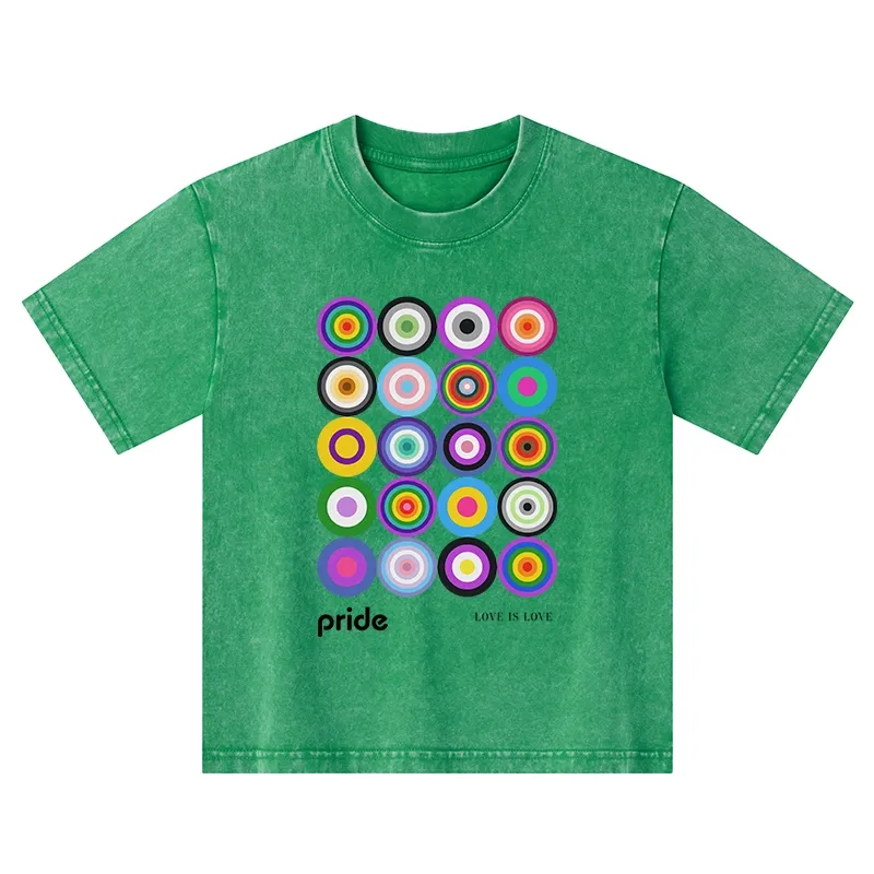 Tokyo-Tiger Every Circle Glows With Inclusive Love Kids Washed T-Shirt