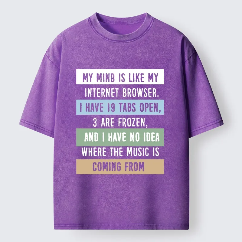 Tokyo-Tiger Funny Brain Tab Meme Washed T-Shirt