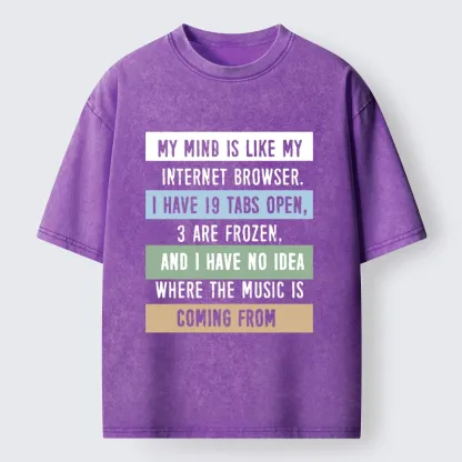 Tokyo-Tiger Funny Brain Tab Meme Washed T-Shirt