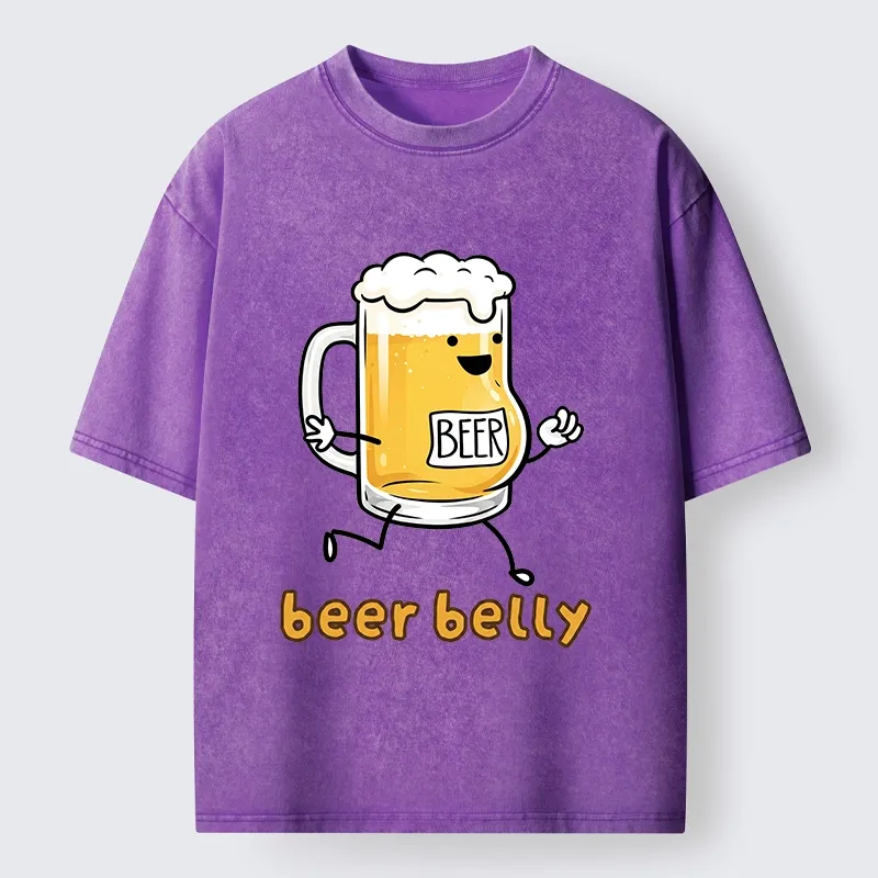 Tokyo-Tiger Walking Beer Mug With A Beer Belly Washed T-Shirt