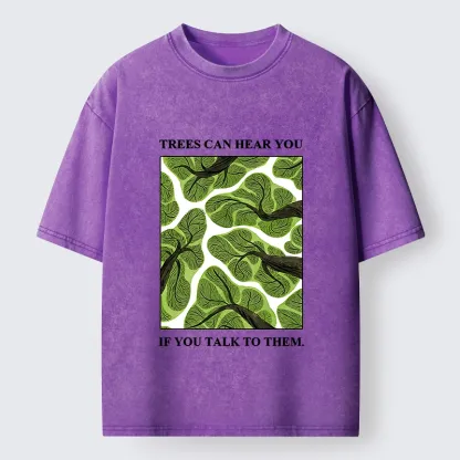 Tokyo-Tiger Calm Nature Print Trees Listen To You Washed T-Shirt