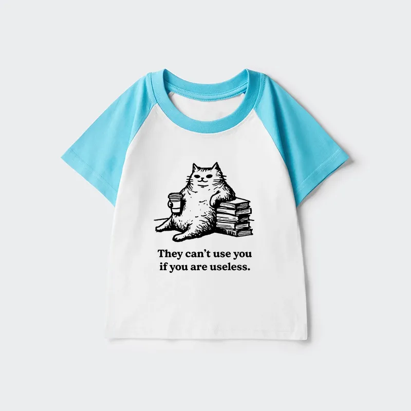Tokyo-Tiger Cat Proving Uselessness Is A Superpower Kids Raglan T-shirt