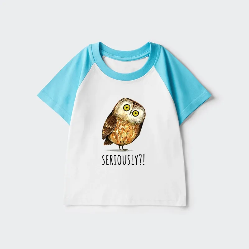 Tokyo-Tiger Seriously Confused Owl Meme Art Kids Raglan T-shirt