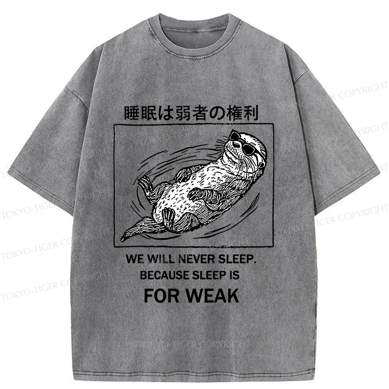 Tokyo-Tiger Sleep Is For Weak Washed T-Shirt