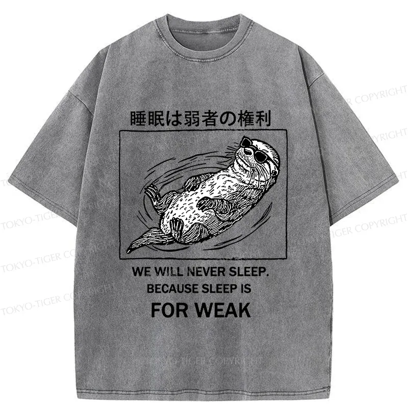 Tokyo-Tiger Sleep Is For Weak Washed T-Shirt