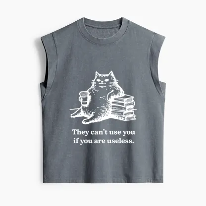 Tokyo-Tiger Cat Proving Uselessness Is A Superpower Women's Washed Tank Tops