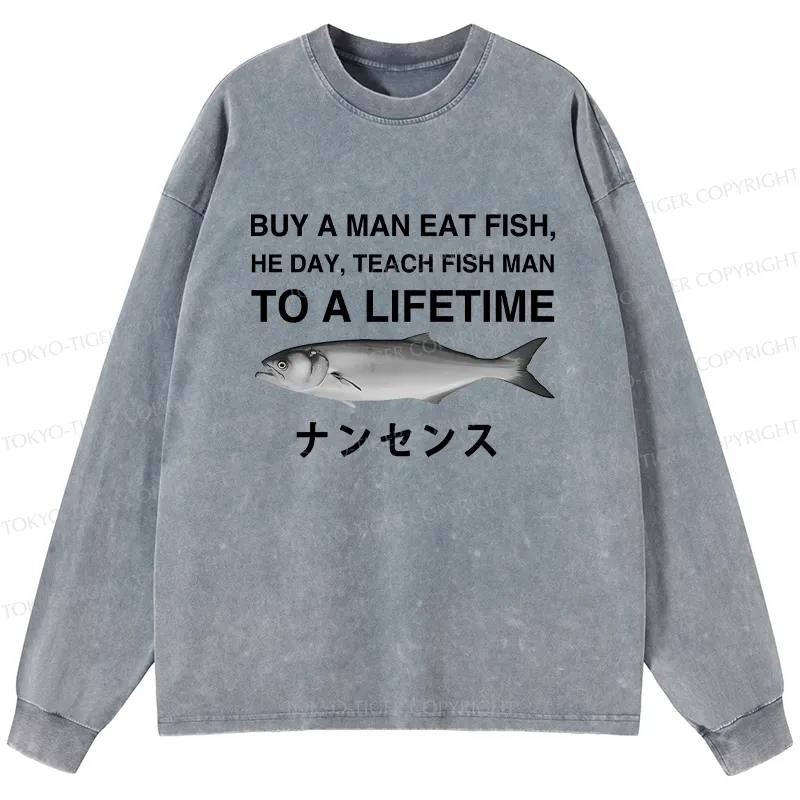 Tokyo-Tiger Funny To A Lifetime Washed Long Sleeve T-Shirt