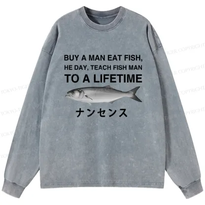Tokyo-Tiger Funny To A Lifetime Washed Long Sleeve T-Shirt