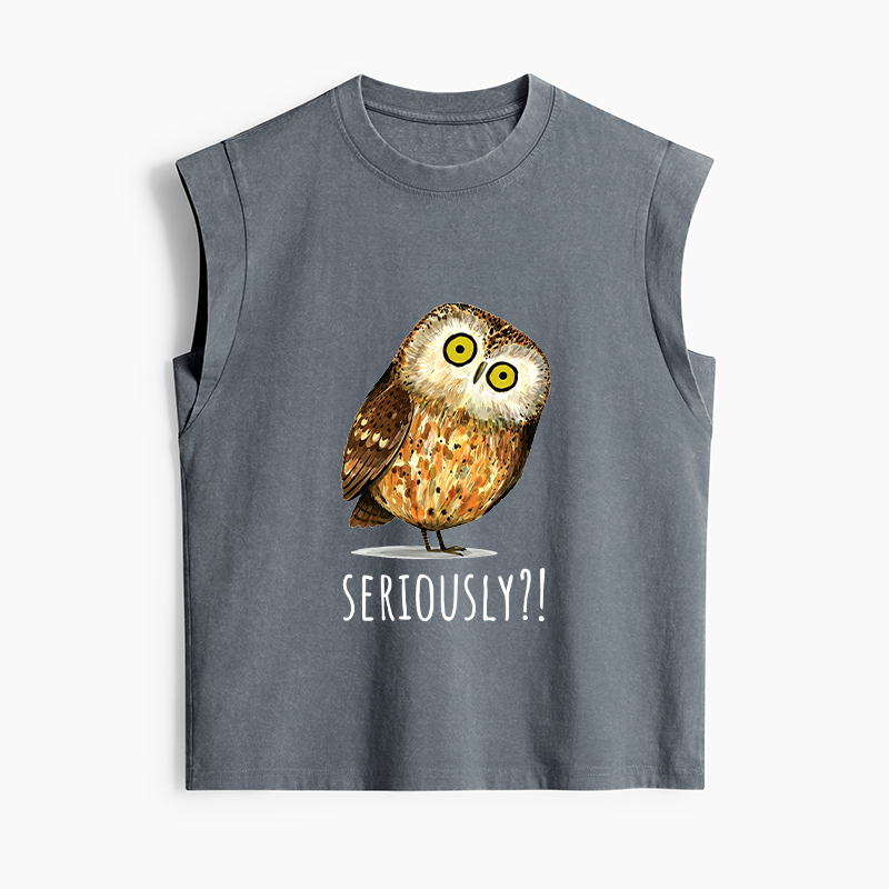 Tokyo-Tiger Seriously Confused Owl Meme Art Women's Washed Tank Tops