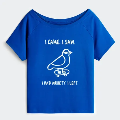 Tokyo-Tiger Funny Meme Bird Just Needs A Break Off Shoulder T-Shirt