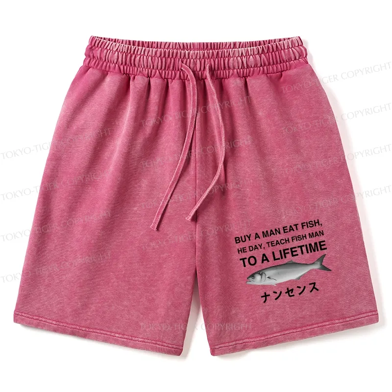 Tokyo-Tiger Funny To A Lifetime Washed Shorts