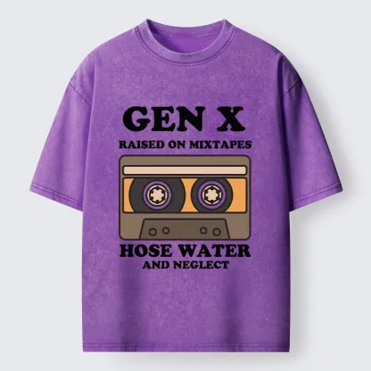 Tokyo-Tiger Retro Childhood GenX Cassette Tape Washed T-Shirt