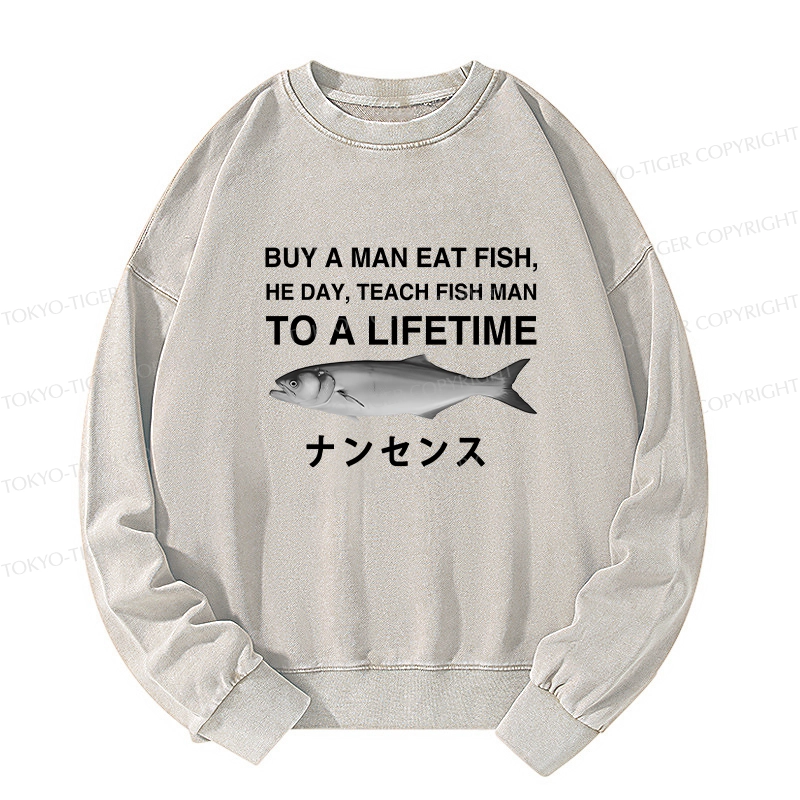 Tokyo-Tiger Funny To A Lifetime Washed Sweatshirt