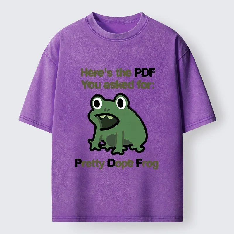 Tokyo-Tiger Funny Office PDF Frog Meme Washed T-Shirt