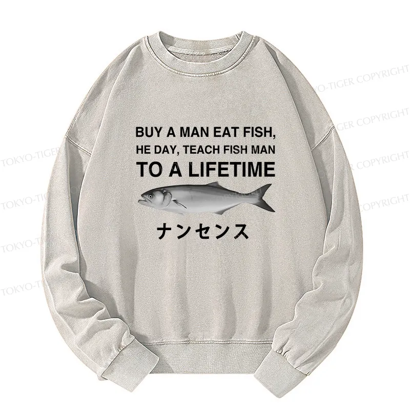 Tokyo-Tiger Funny To A Lifetime Washed Sweatshirt