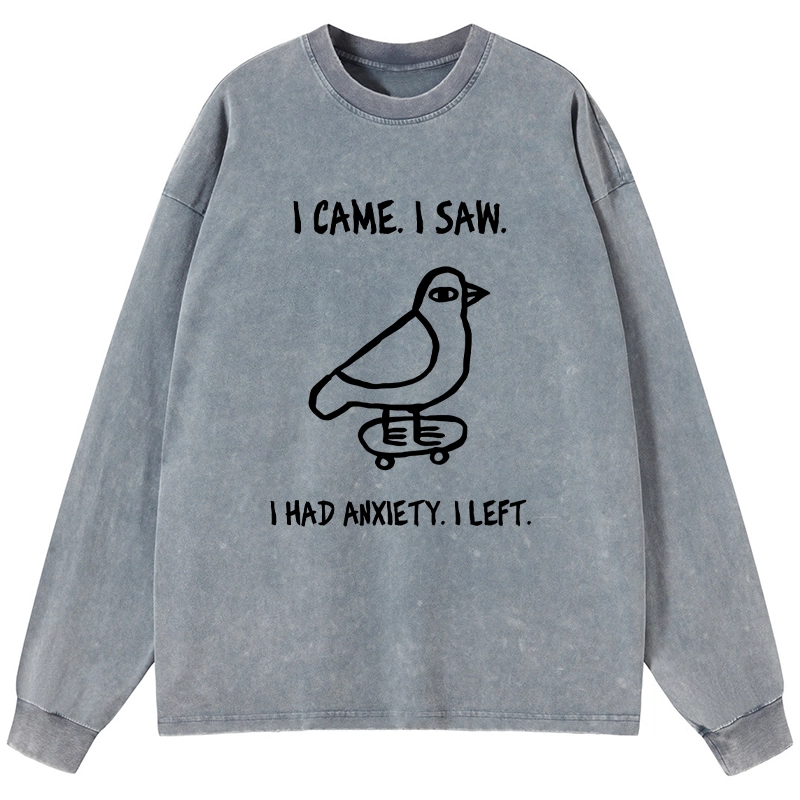 Tokyo-Tiger Funny Meme Bird Just Needs A Break Washed Long Sleeve T-Shirt