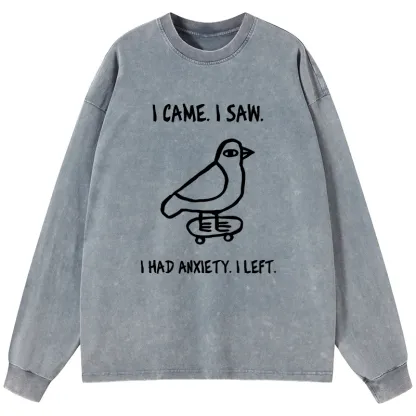 Tokyo-Tiger Funny Meme Bird Just Needs A Break Washed Long Sleeve T-Shirt