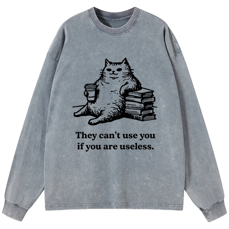 Tokyo-Tiger Cat Proving Uselessness Is A Superpower Washed Long Sleeve T-Shirt
