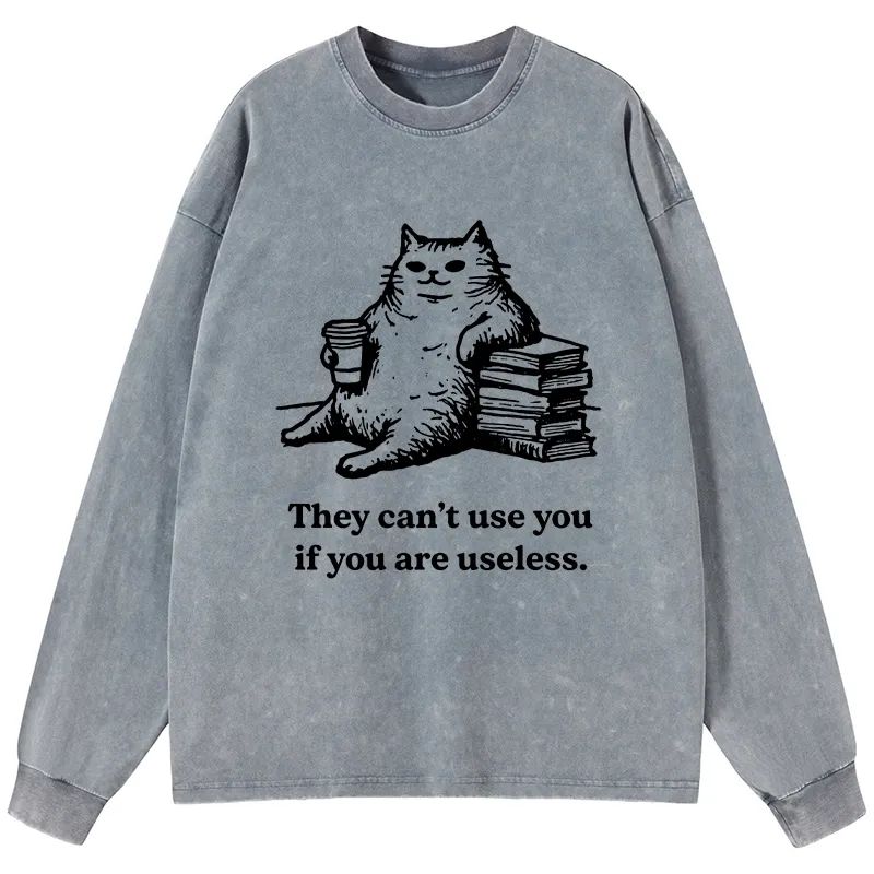 Tokyo-Tiger Cat Proving Uselessness Is A Superpower Washed Long Sleeve T-Shirt