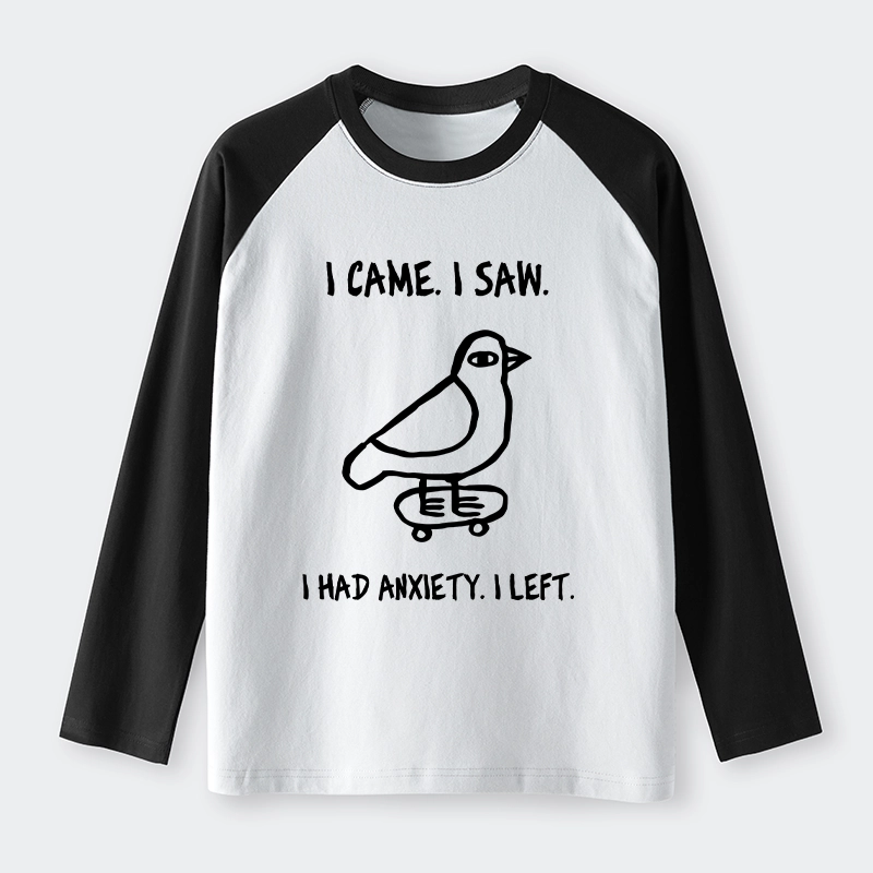 Tokyo-Tiger Funny Meme Bird Just Needs A Break Raglan Long Sleeve T-shirt