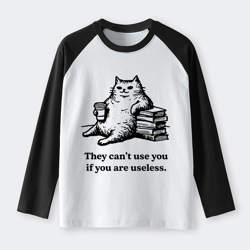 Tokyo-Tiger Cat Proving Uselessness Is A Superpower Raglan Long Sleeve T-shirt