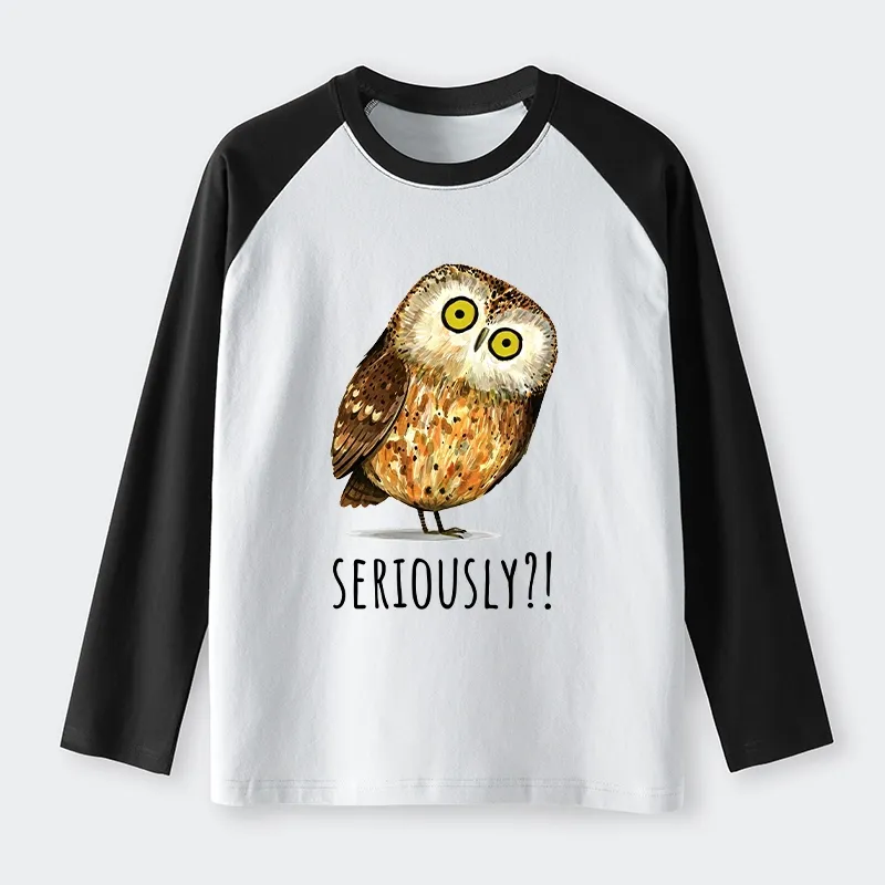 Tokyo-Tiger Seriously Confused Owl Meme Art Raglan Long Sleeve T-shirt Sale