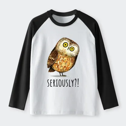Tokyo-Tiger Seriously Confused Owl Meme Art Raglan Long Sleeve T-shirt