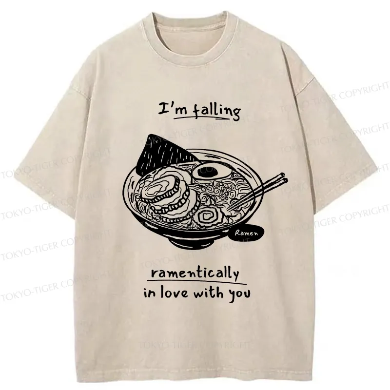Tokyo-Tiger I'm Falling In Love With Ramen Washed T-Shirt