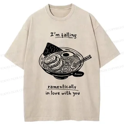 Tokyo-Tiger I'm Falling In Love With Ramen Washed T-Shirt