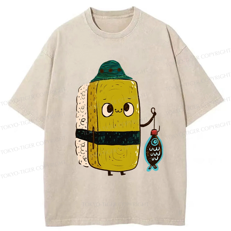 Tokyo-Tiger Cute Sushi Fisher Washed T-Shirt