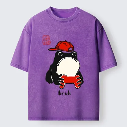 Tokyo-Tiger Funny Meme Bruh Street Frog Washed T-Shirt