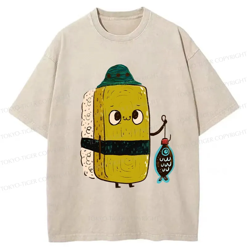 Tokyo-Tiger Cute Sushi Fisher Washed T-Shirt Sale