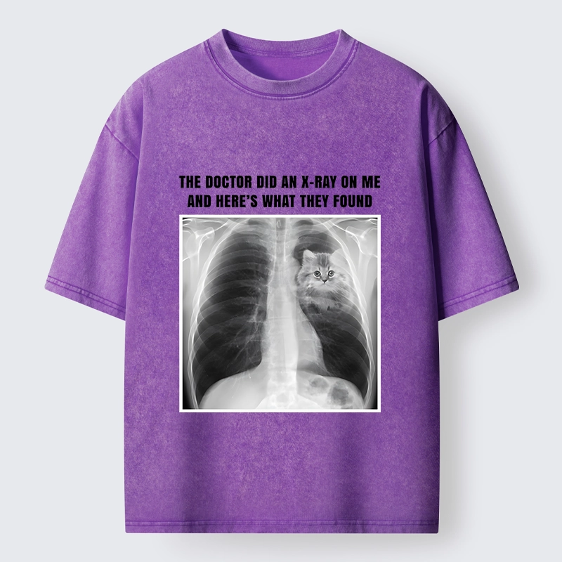 Tokyo-Tiger Relatable Cat Lover X Ray Joke Graphic Washed T-Shirt