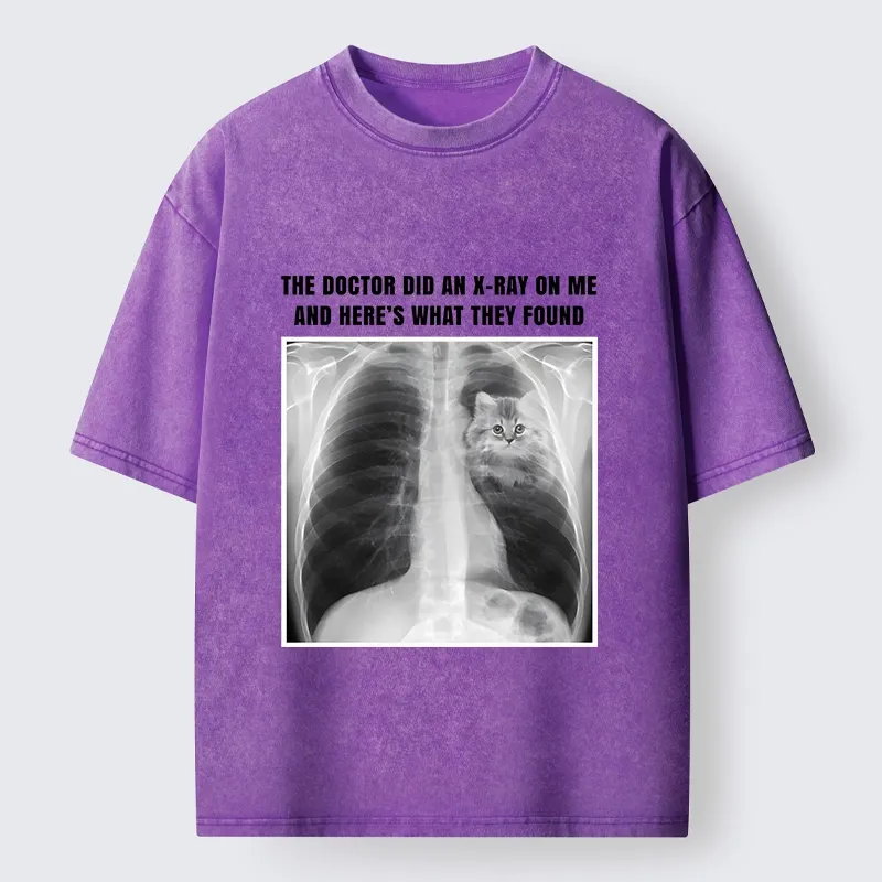 Tokyo-Tiger Relatable Cat Lover X Ray Joke Graphic Washed T-Shirt