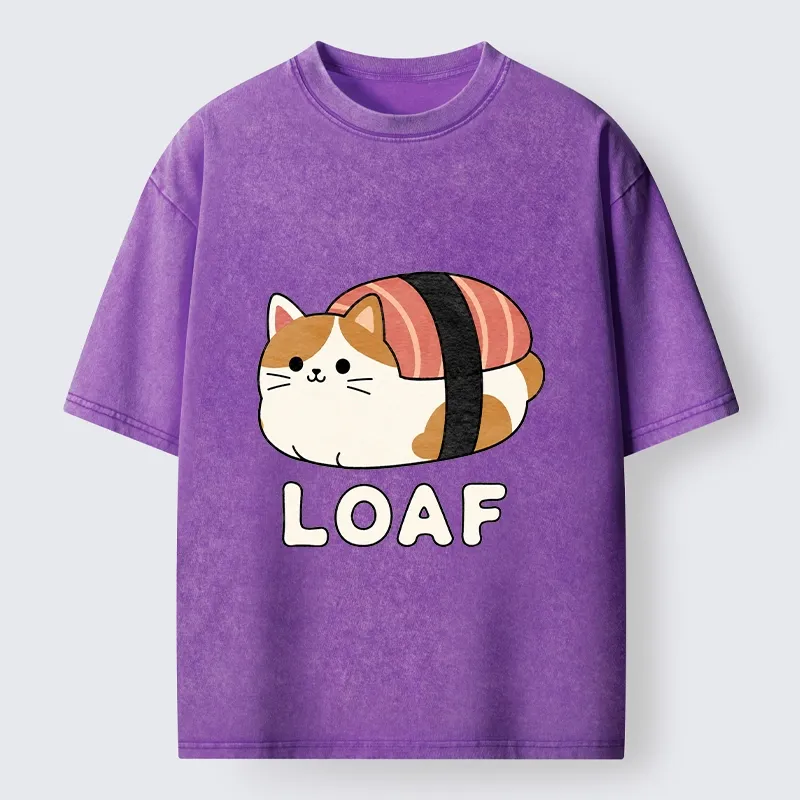 Tokyo-Tiger Cute Tuna Sushi Kitty Loaf Art Washed T-Shirt