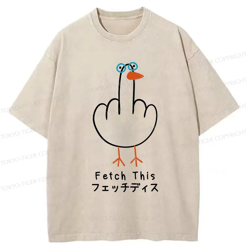 Tokyo-Tiger Funny Middle Finger Goose Washed T-Shirt