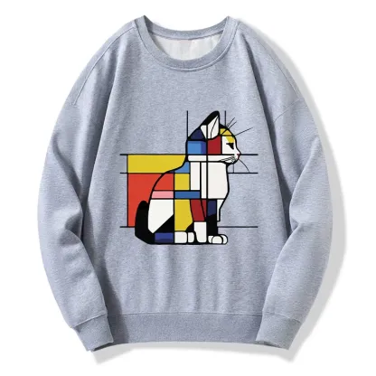 Tokyo-Tiger Geometric Cat Art In Primary Colors Classic Sweatshirt