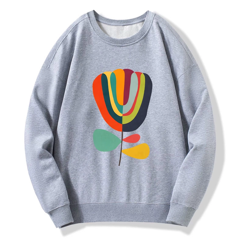 Tokyo-Tiger Colorful Flower Minimalist Print Classic Sweatshirt