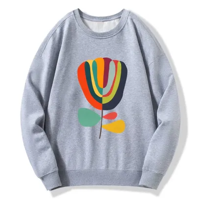 Tokyo-Tiger Colorful Flower Minimalist Print Classic Sweatshirt