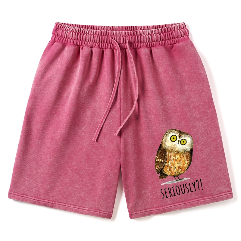 Tokyo-Tiger Seriously Confused Owl Meme Art Washed Shorts