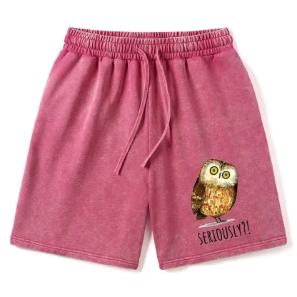 Tokyo-Tiger Seriously Confused Owl Meme Art Washed Shorts