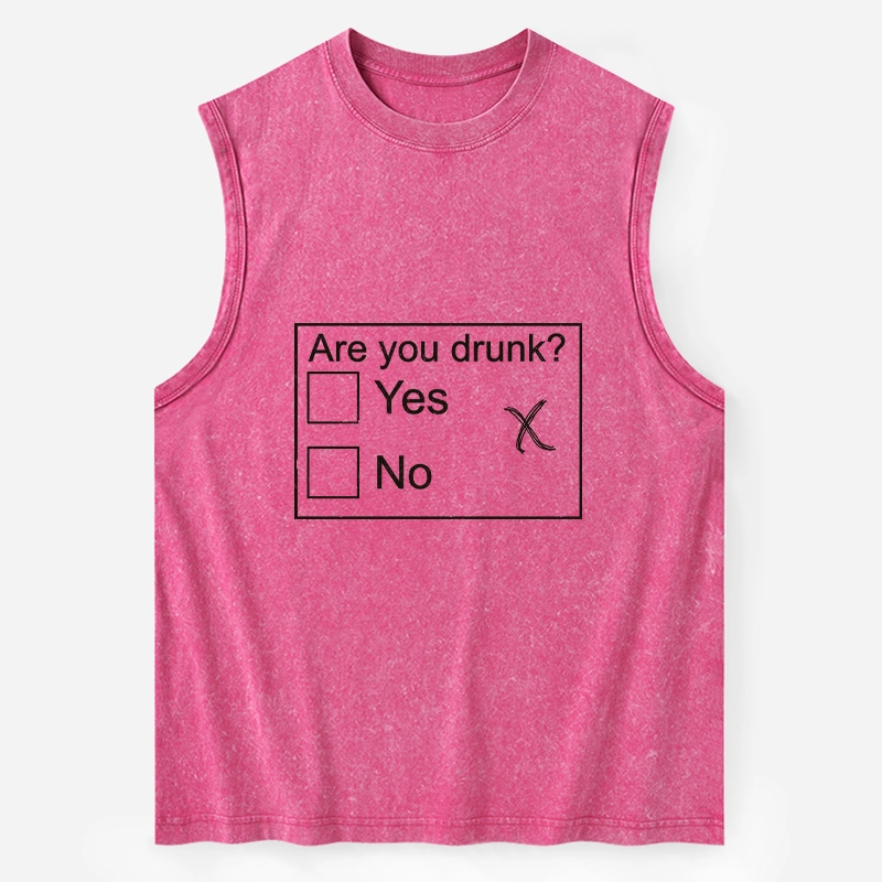 Tokyo-Tiger Confused Drunk Checkbox Graphic Washed Tank